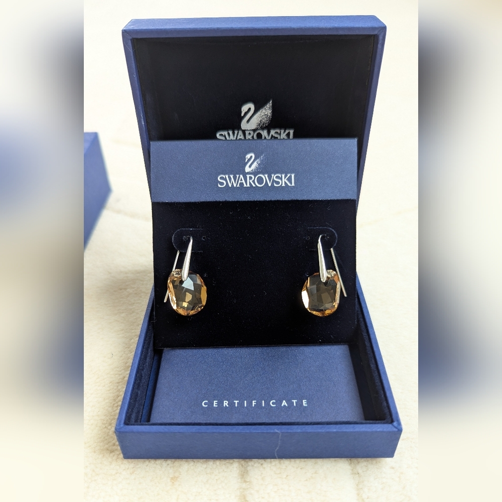 Swarovski Galet Yellow Citrine Modern Drop Earrings.